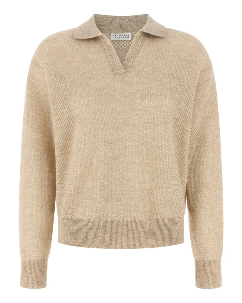 Brunello Cucinelli Pullover mit Waffelstrick-Muster - Nude Nude