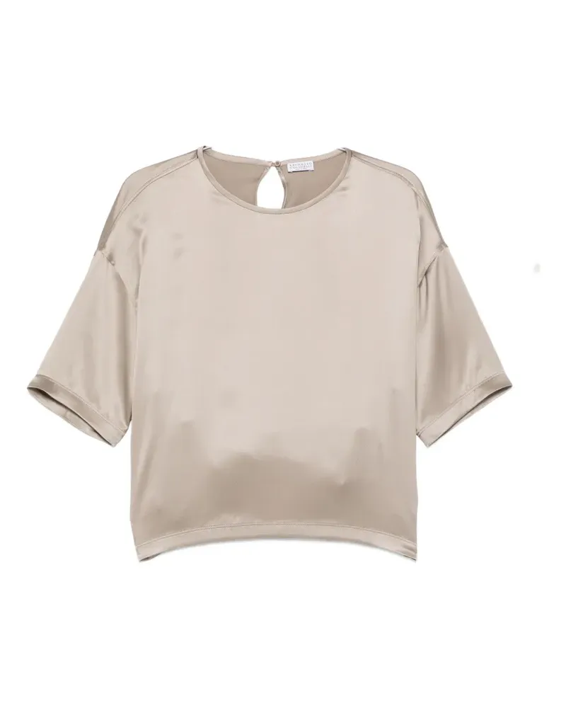 Brunello Cucinelli short sleeve silk top - Nude Nude