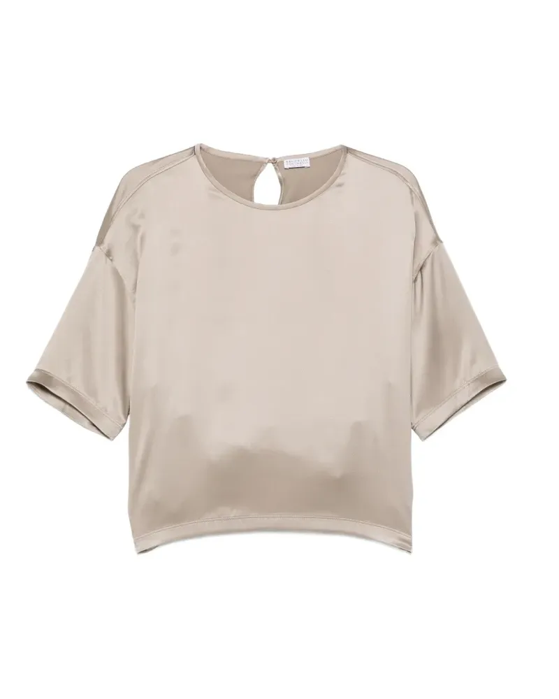 Brunello Cucinelli short sleeve silk top - Nude Nude
