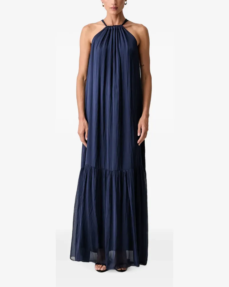 HAVEONE Gestuftes Neckholder-Maxikleid - Blau Blau