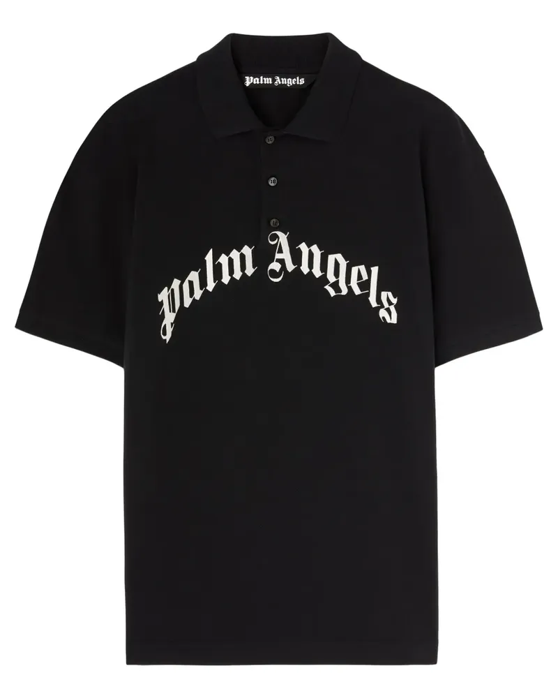 Palm Angels Poloshirt mit Logo-Print - Schwarz Schwarz