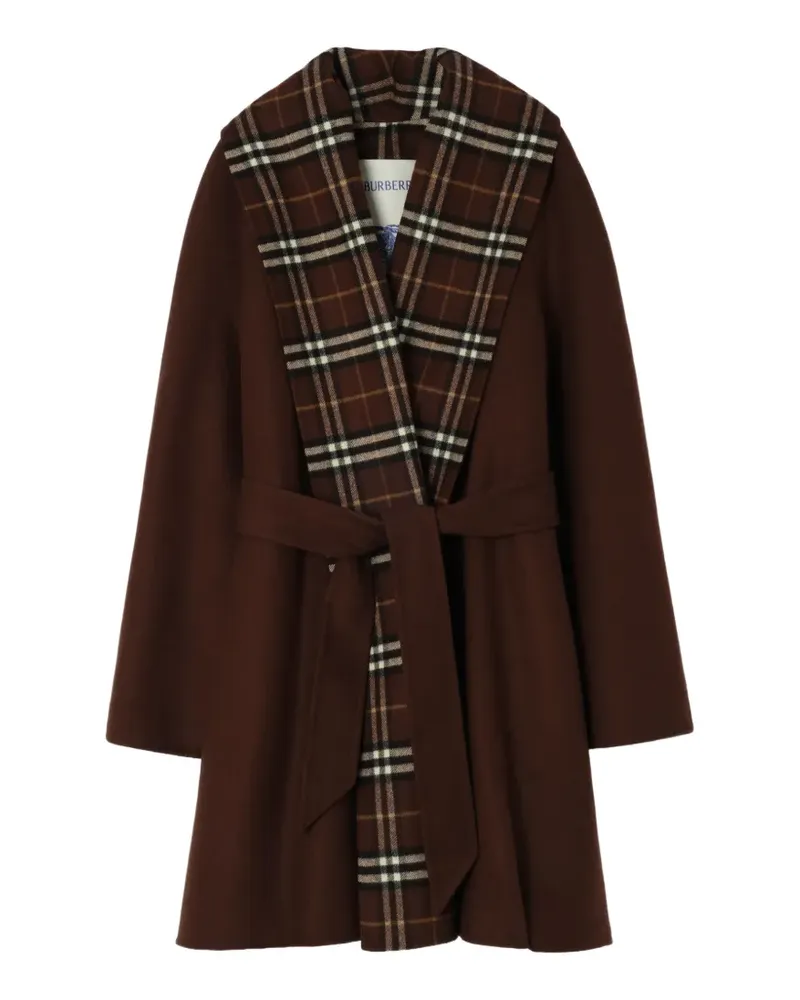 Burberry Wollmantel mit Check-Besatz - Braun Braun