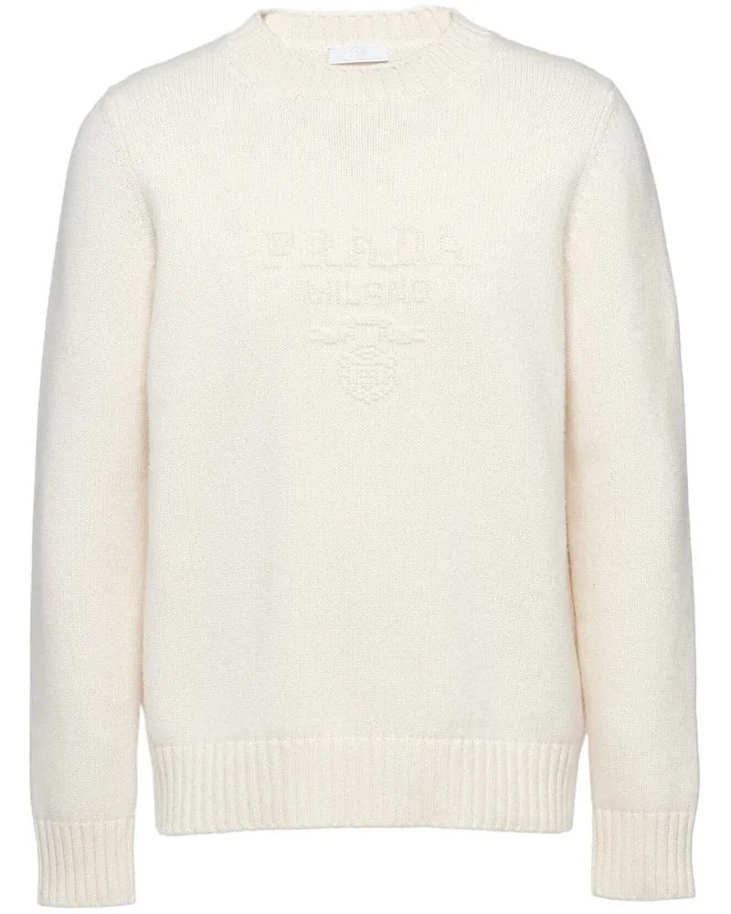 Prada Kaschmirpullover mit Logo-Stickerei - Weiß Weiß