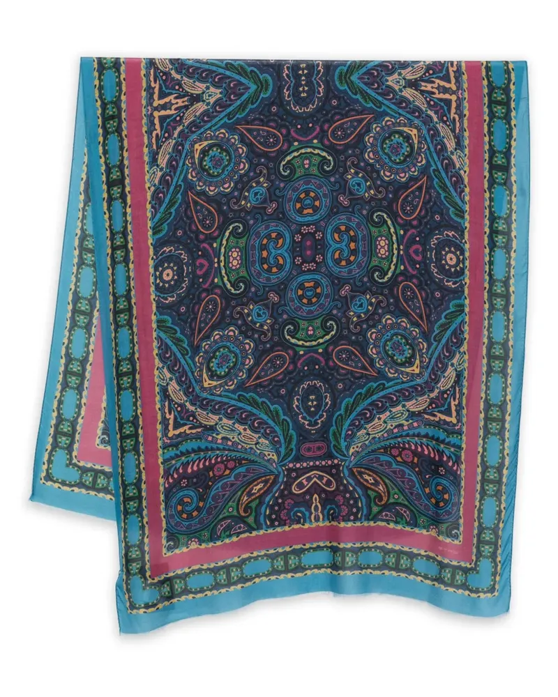 Etro Schal mit Fransen - Blau Blau