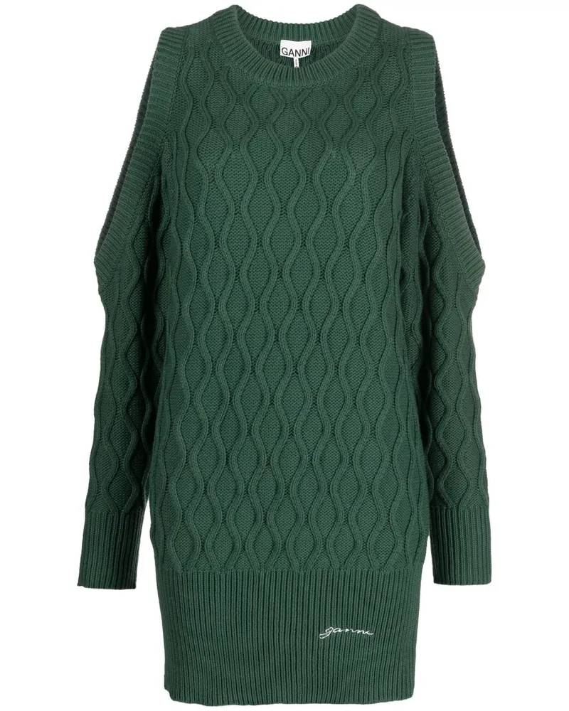Ganni Gestricktes Kleid mit Cut-Outs - Grün Grün