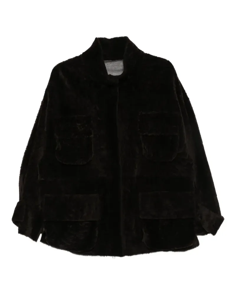 Liska shearling flap-pocket jacket - Braun Braun