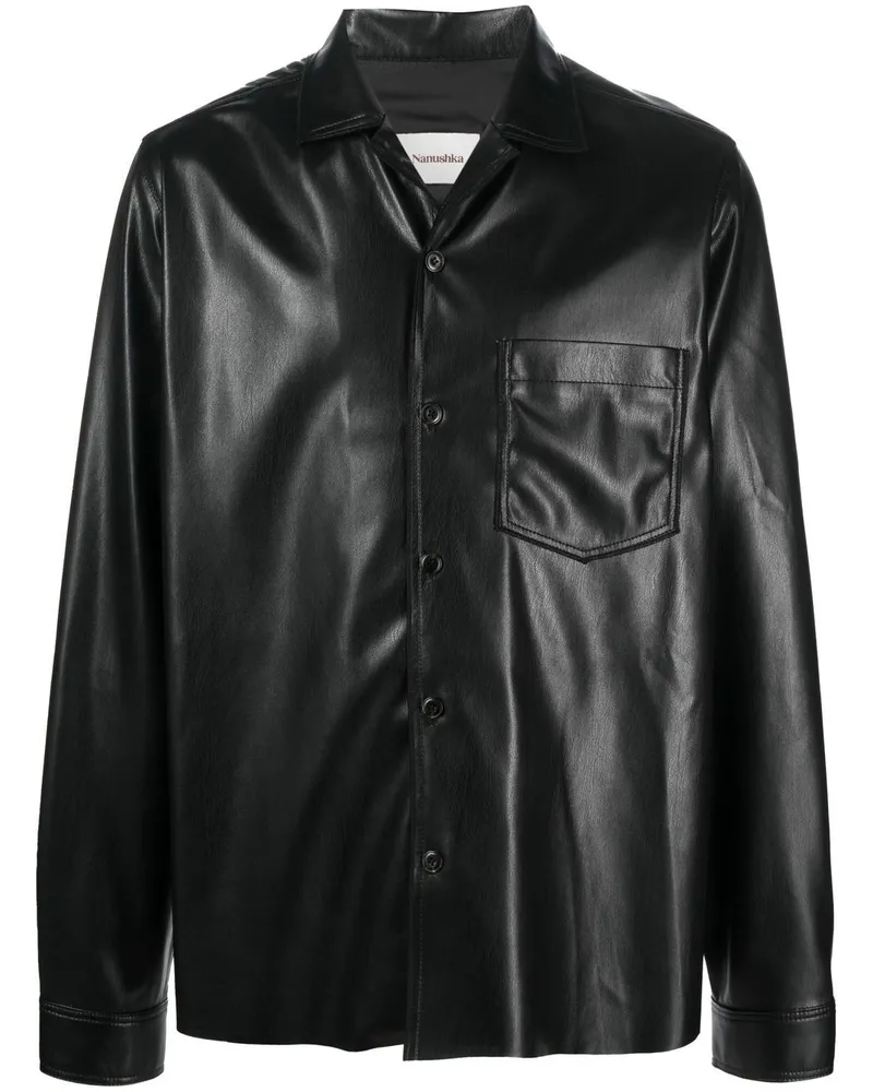 Nanushka Beschichtete Hemdjacke - Schwarz Schwarz