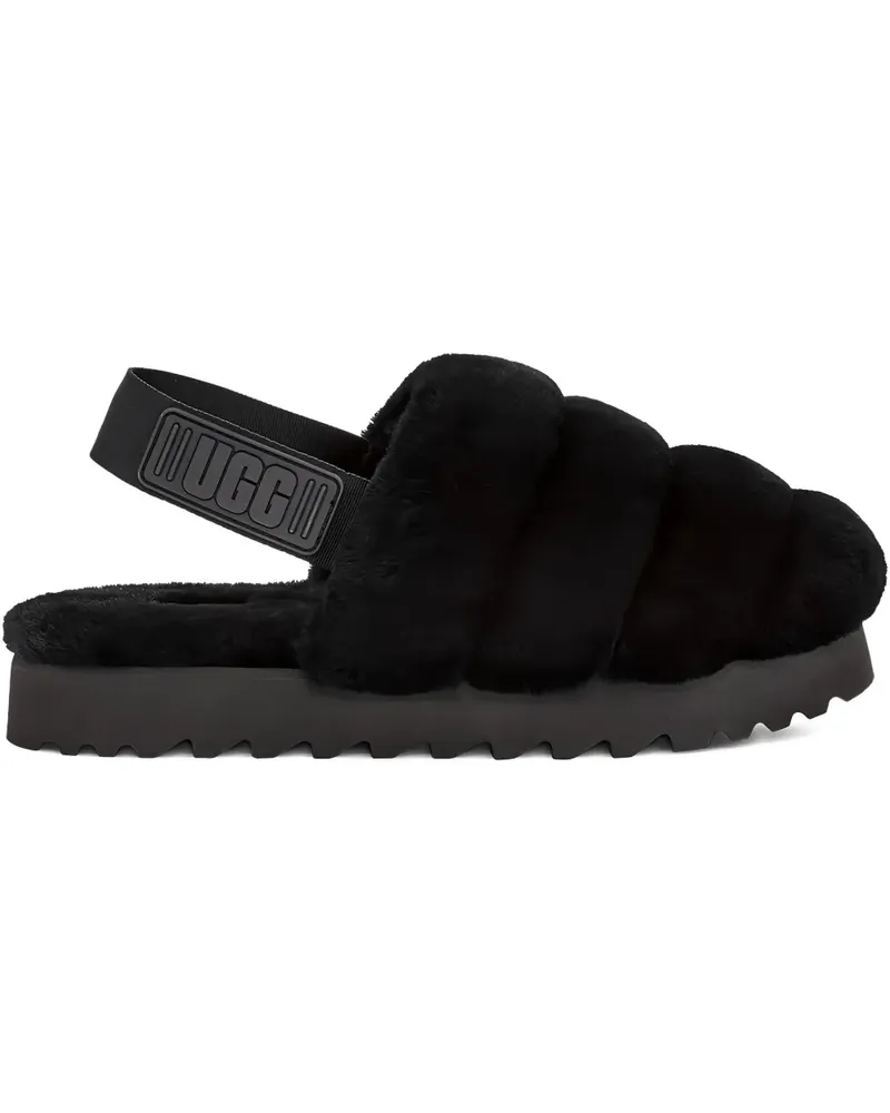 UGG Super Fluff Black Slipper - Schwarz Schwarz