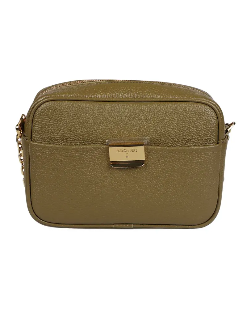 Patrizia Pepe All Day Schultertasche aus Leder mit Kette - Grün Grün