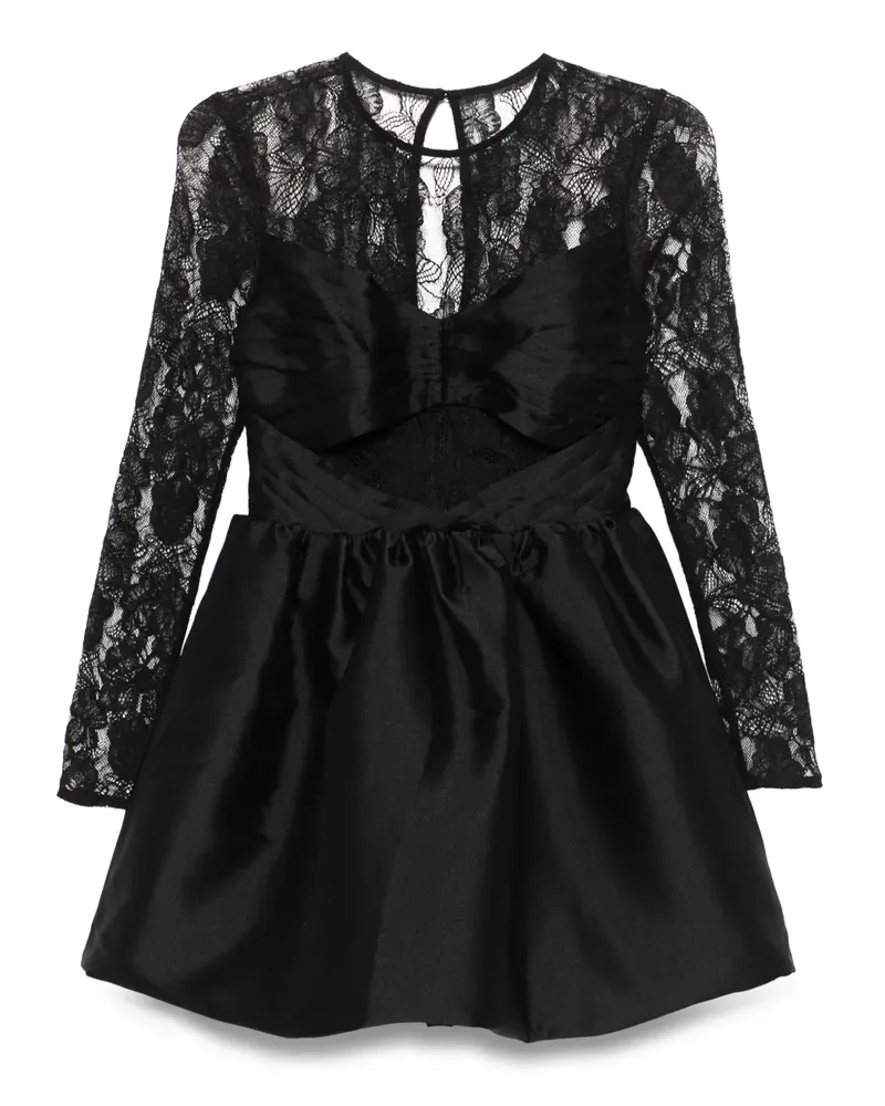 Self-Portrait Taft-Minikleid mit Spitzeneinsatz - Schwarz Schwarz