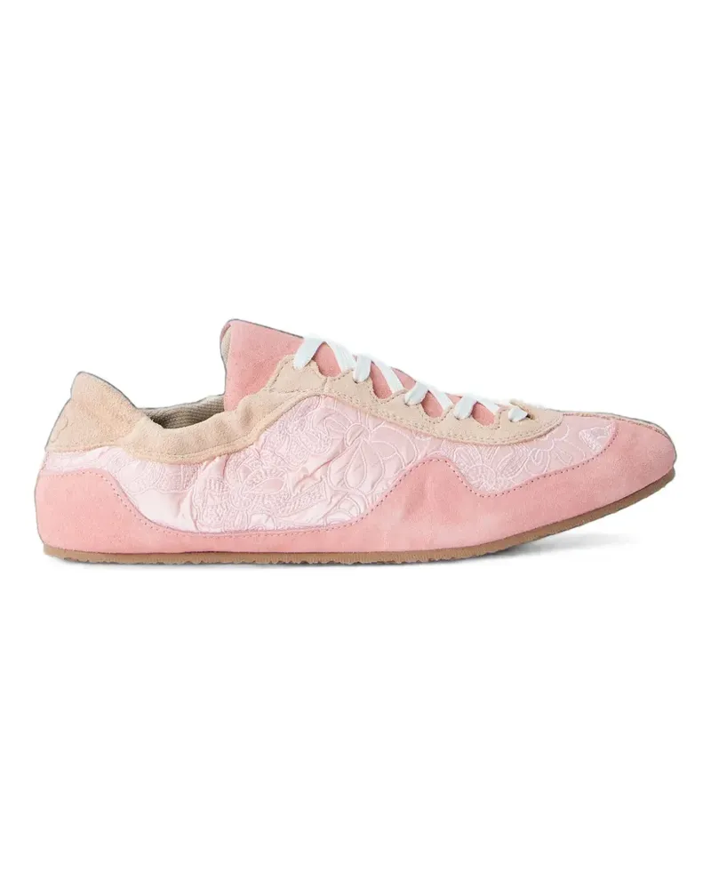 Cecilie Bahnsen Blaise Soft embroidered suede sneakers - Rosa Rosa