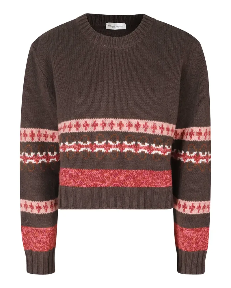 Roberto Collina Pullover mit Intarsien-Motiv - Braun Braun