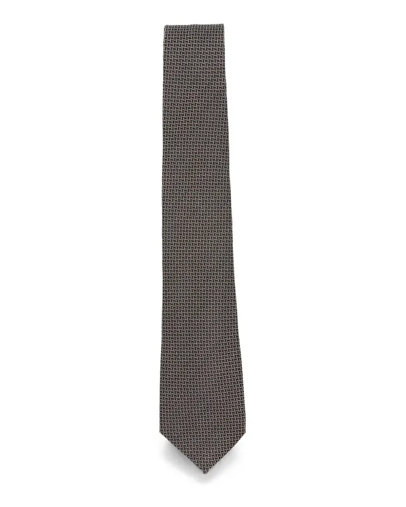 Canali Seidengemisch-Krawatte mit geometrischem Muster - Braun Braun