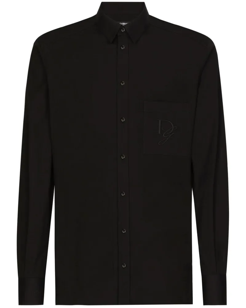 Dolce & Gabbana Hemd mit DG-Stickerei - Schwarz Schwarz