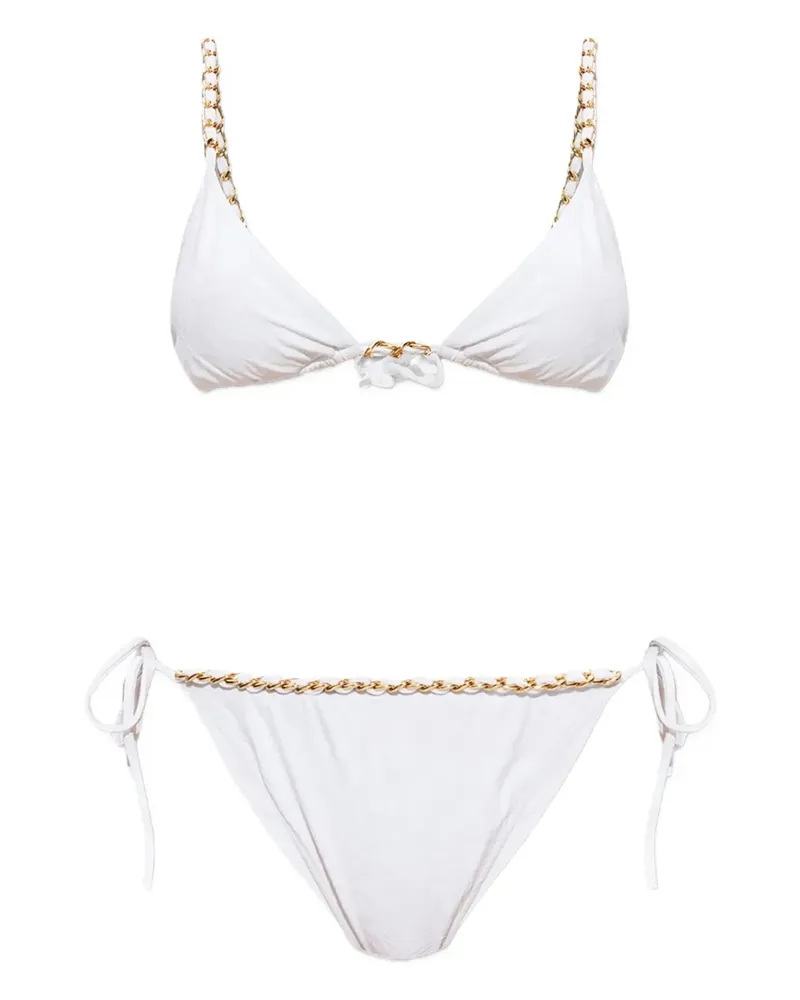 Balmain Bikinioberteil mit Zierkette - Weiß Weiß