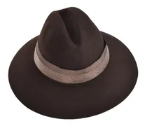 Filzhut mit Perlenband - Braun