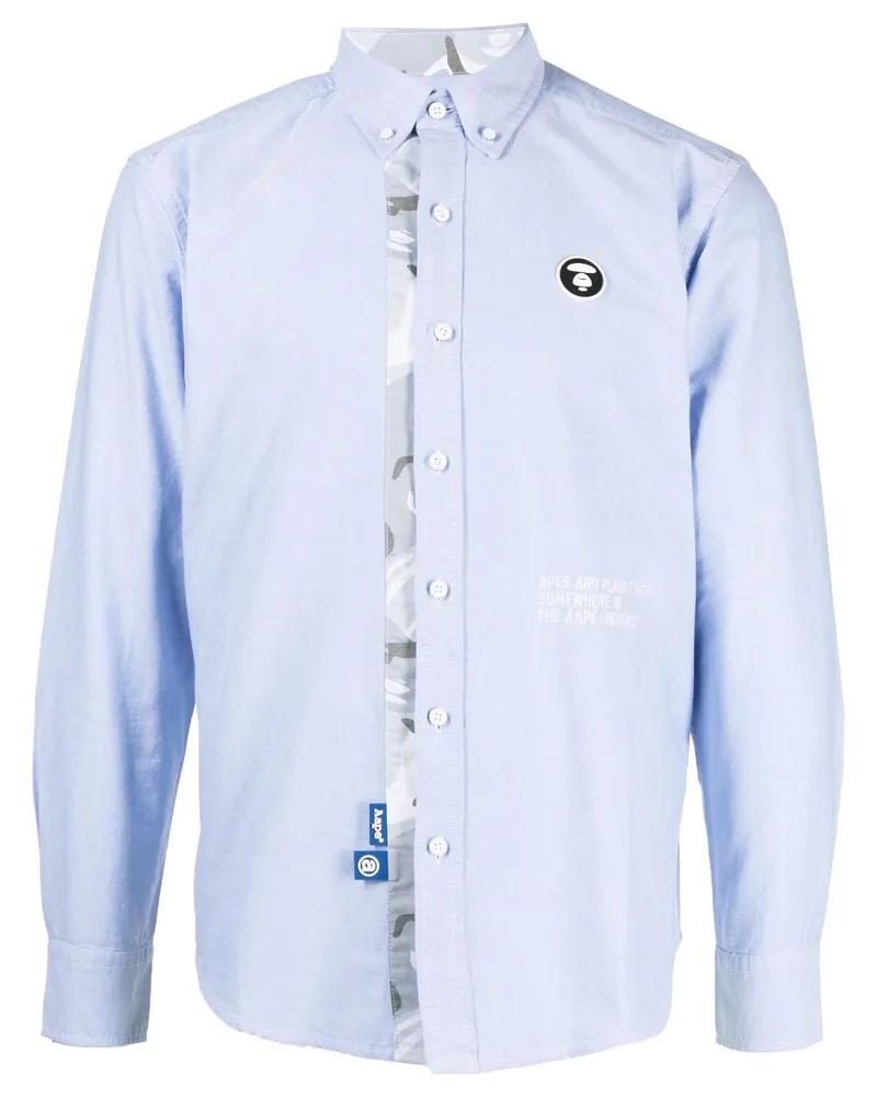 BAPE Hemd mit Logo-Patch - Blau Blau
