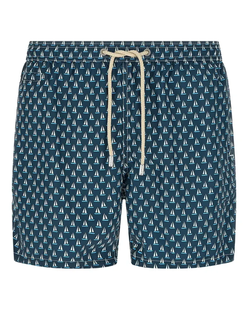 MC2 Saint Barth Lighting Badeshorts mit elastischem Segelboot-Print - Blau Blau
