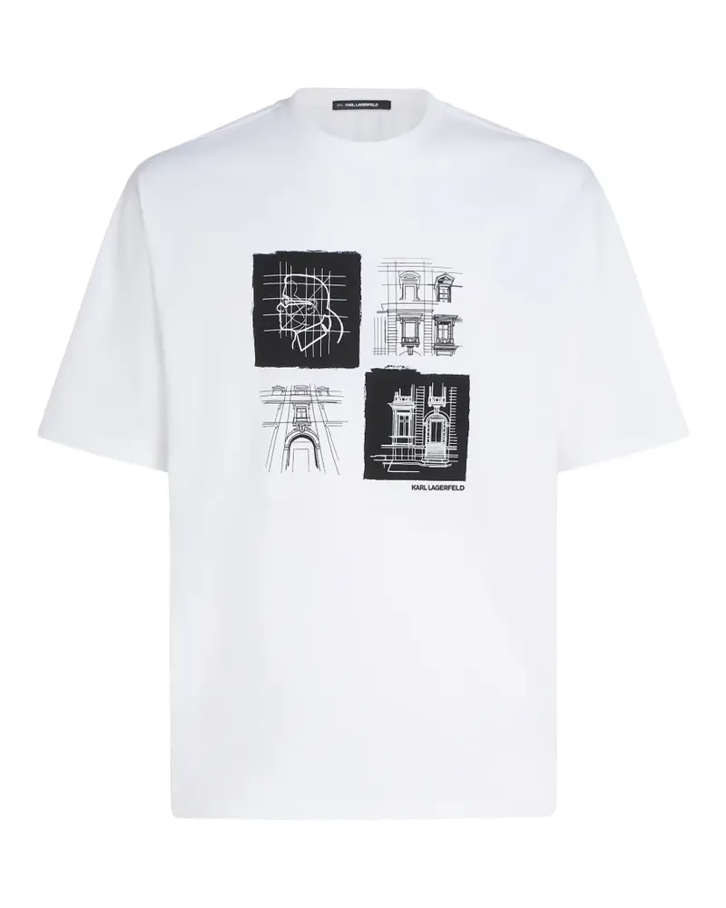 Karl Lagerfeld T-Shirt mit Zeichnungs-Print - Weiß Weiß