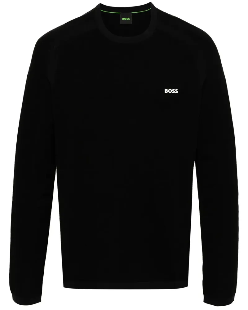 HUGO BOSS Rilmo Pullover mit gummiertem Logo - Schwarz Schwarz