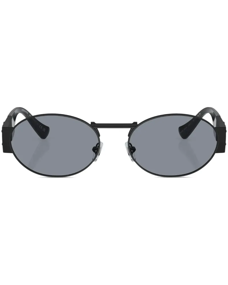 Versace Sonnenbrille mit ovalem Gestell - Schwarz Schwarz