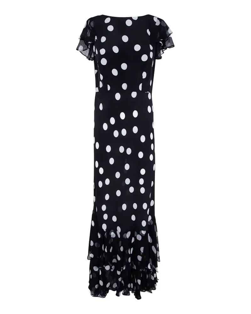 RIXO polka-dot pattern ruffled dress - Schwarz Schwarz
