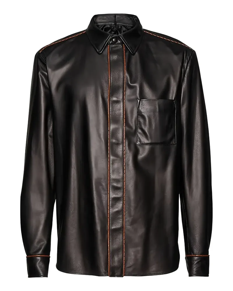 Ferragamo Lederjacke mit Kontrastnähten - Braun Braun