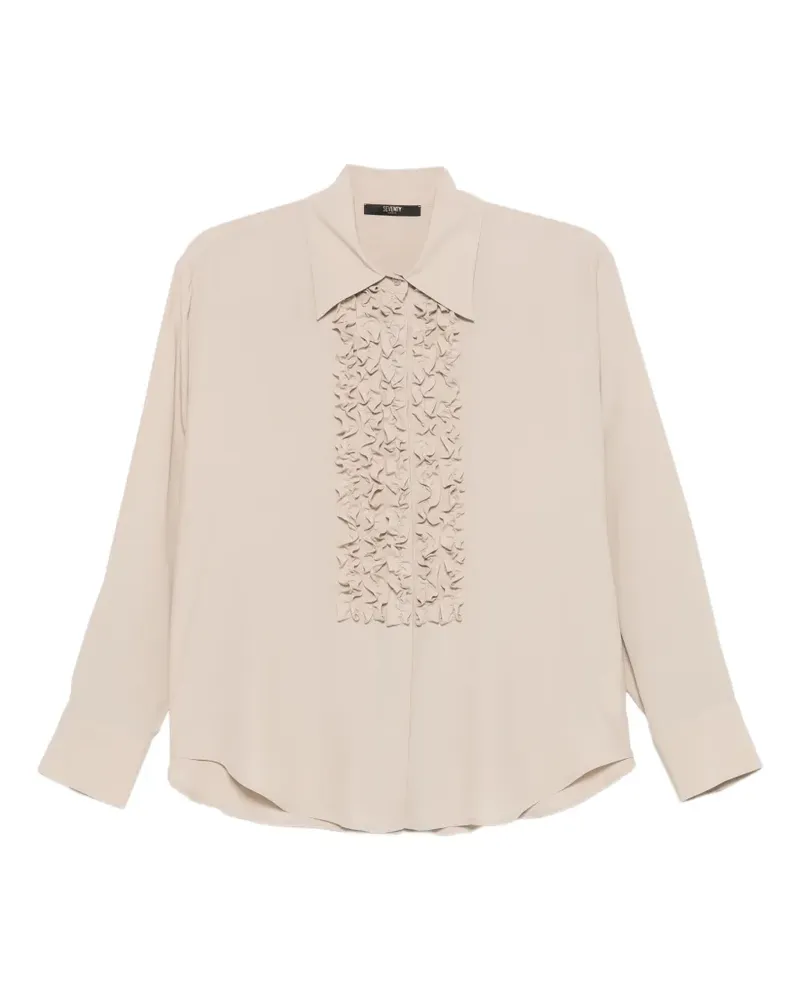 Seventy ruffled-trim long-sleeve shirt - Nude Nude