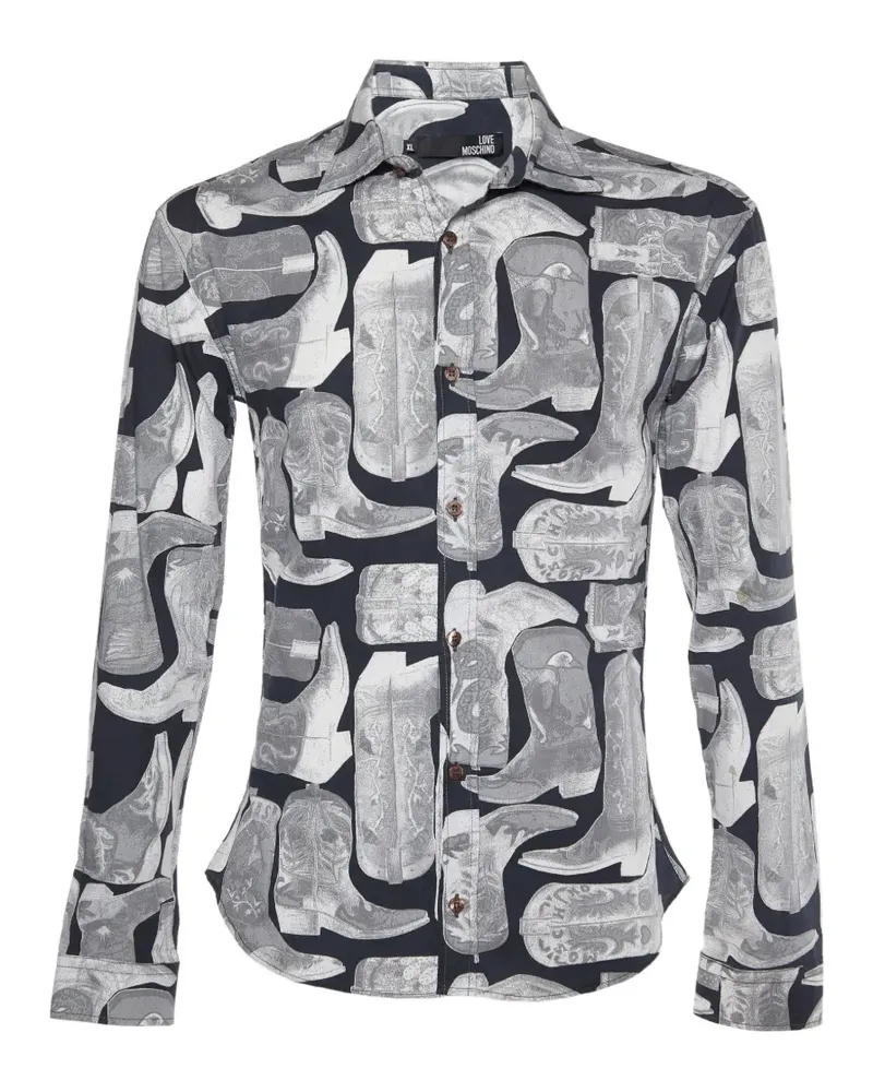 Moschino boots-print shirt - Grau Grau