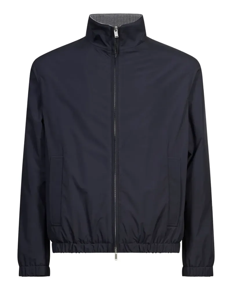 LARDINI Stehkragen-Jacke mit elastischem Besatz - Blau Blau
