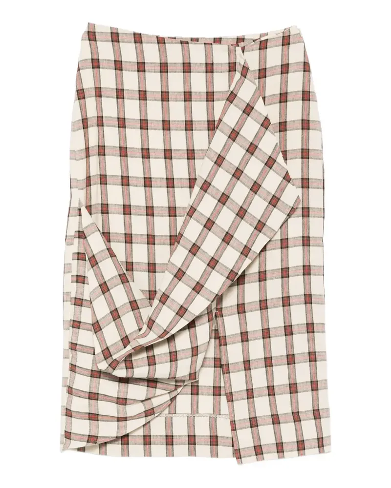 Róhe draped check midi skirt - Nude Nude