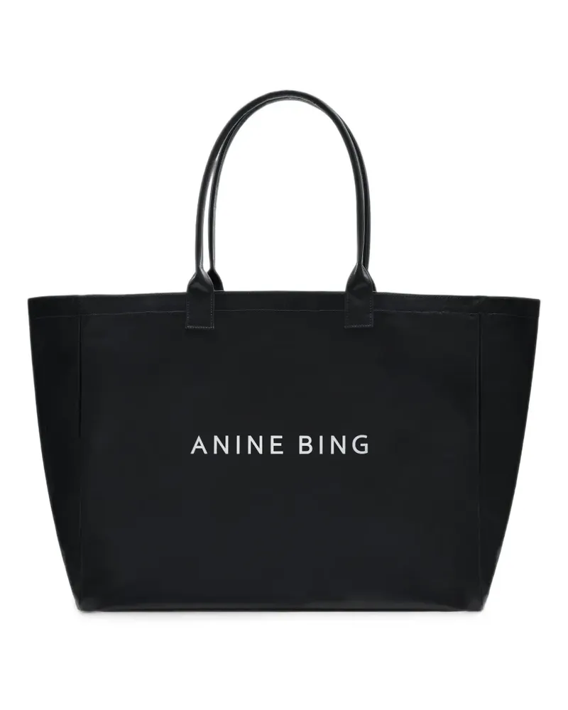 Anine Bing Leo Tote Bag aus beschichtetem Canvas - Schwarz Schwarz