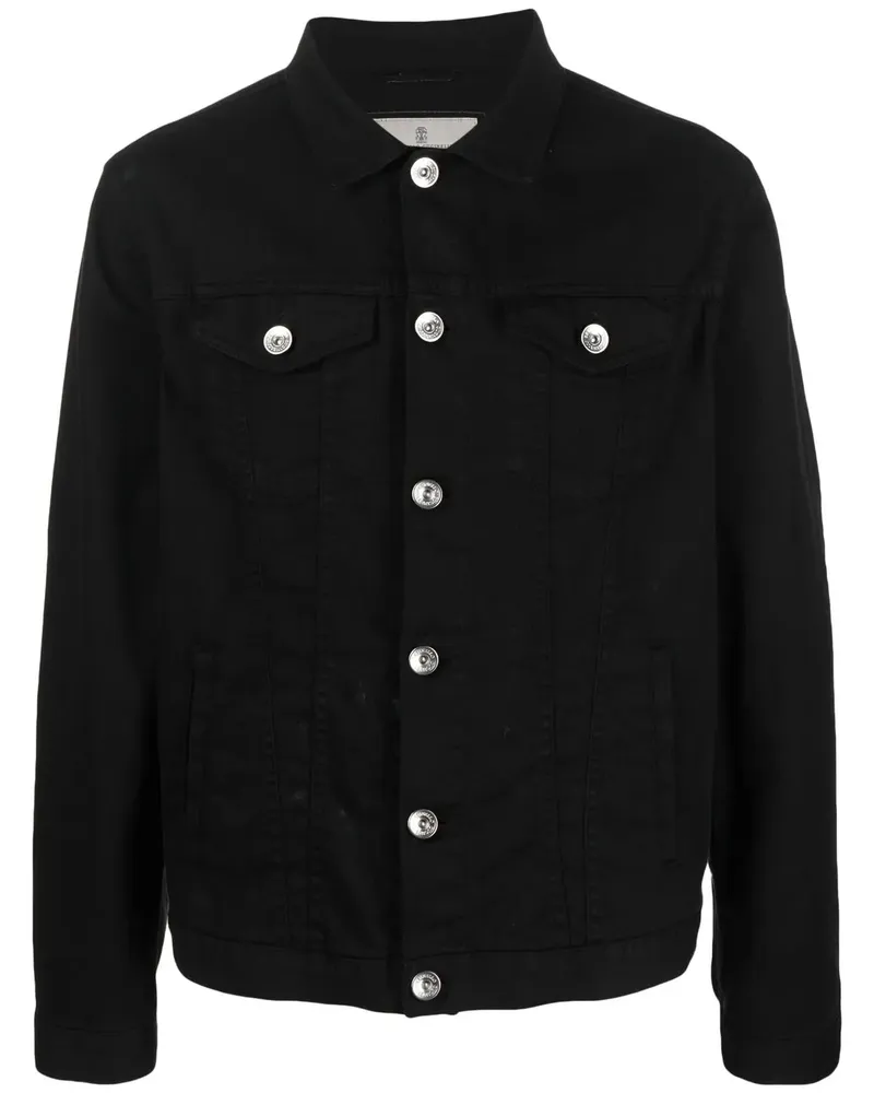 Brunello Cucinelli Jeansjacke mit Knopfleiste - Schwarz Schwarz