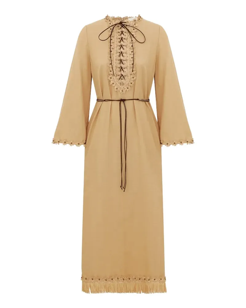 Zimmermann lace-up floral-appliqué dress - Nude Nude