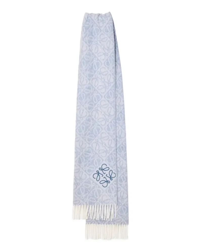 Loewe Fransenschal mit Anagram-Muster - Blau Blau