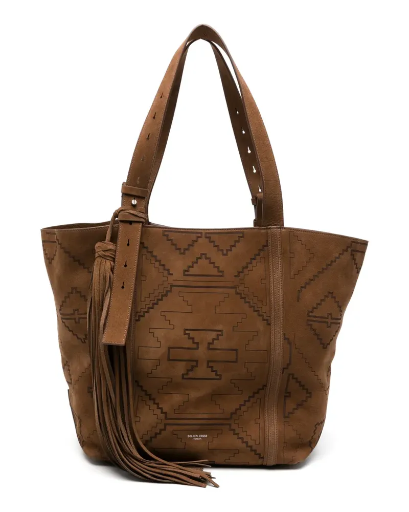 Golden Goose Geometrisch gemusterte Tote Bag mit Quaste - Braun Braun