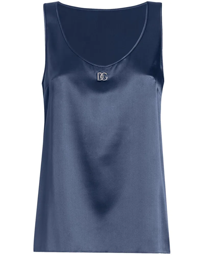Dolce & Gabbana Tanktop mit Logo-Schild - Blau Blau