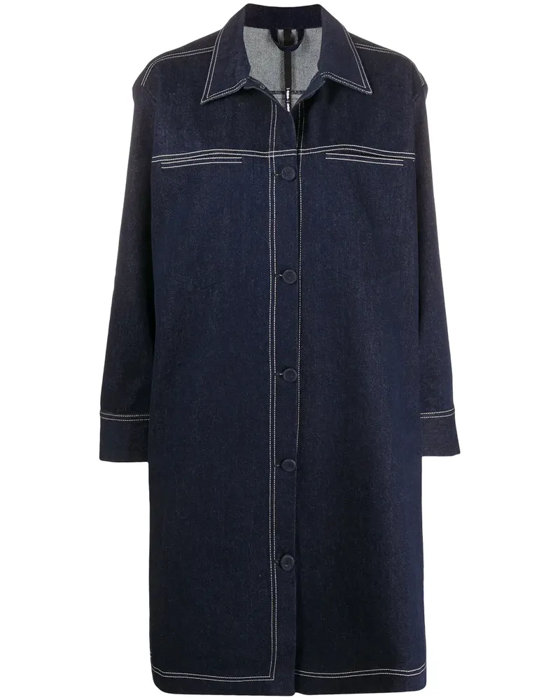 Sara Lanzi Einreihiger Jeansmantel - Blau Blau