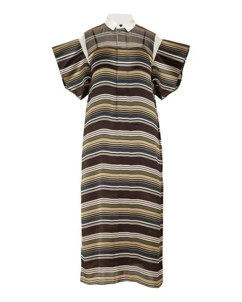 Sacai striped short-sleeve midi dress - Braun Braun
