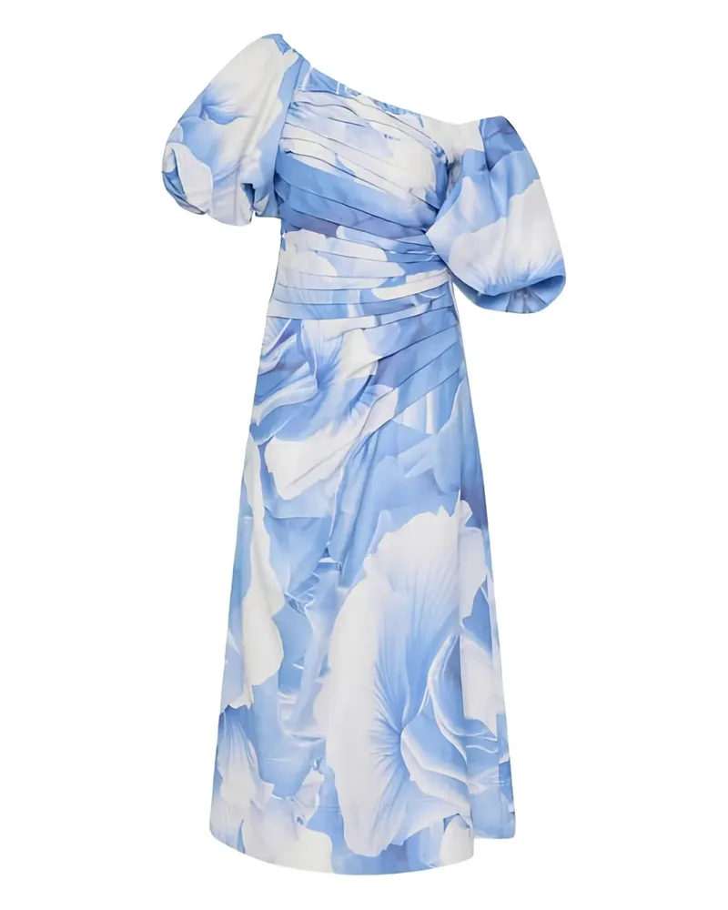 Aje. Gerafftes Cadence One-Shoulder-Midikleid - Blau Blau