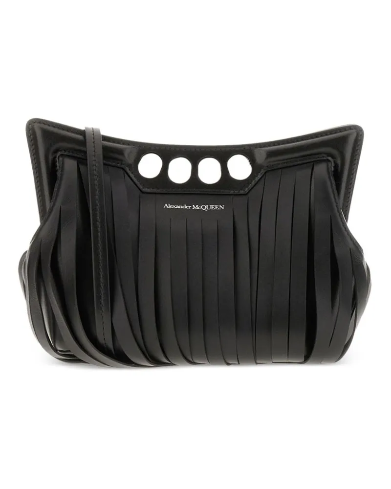 Alexander McQueen Mini The Peak Tasche mit Fransen - Schwarz Schwarz