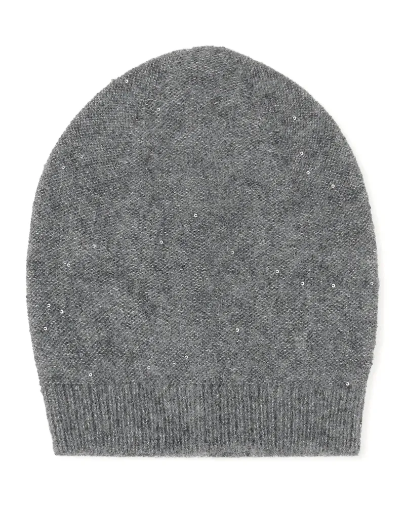 Fabiana Filippi sequin-embellished ribbed-knit beanie hat - Grau Grau