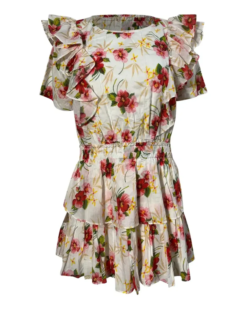 LoveShackFancy Natasha Kleid mit floralem Print - Weiß Weiß