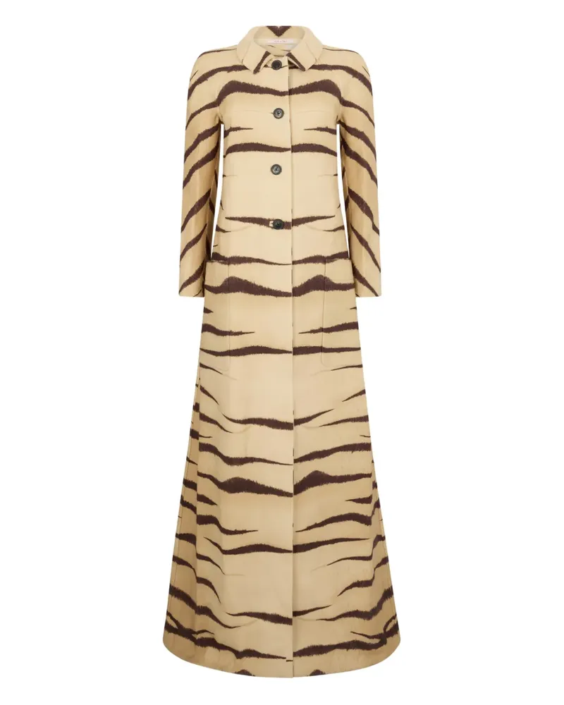 Valentino Garavani buttoned tiger-print coat - Nude Nude
