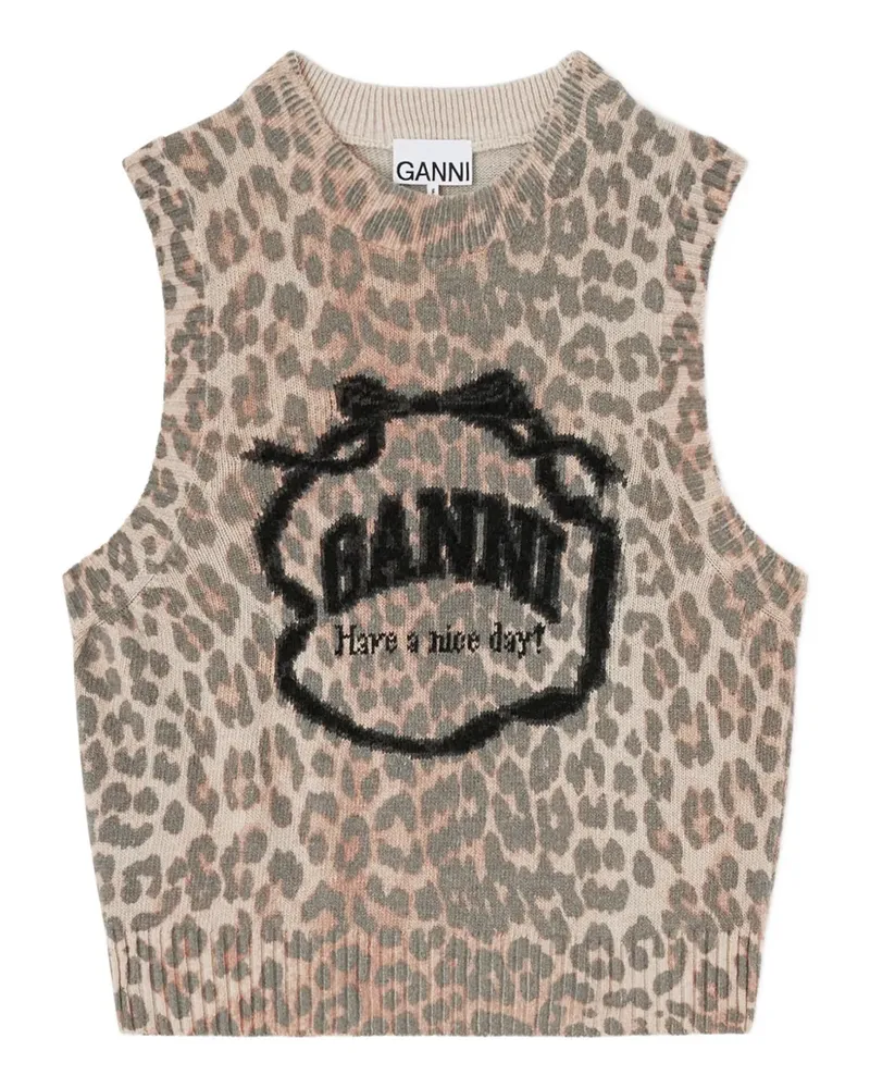 Ganni Pullunder mit Leoparden-Print - Braun Braun
