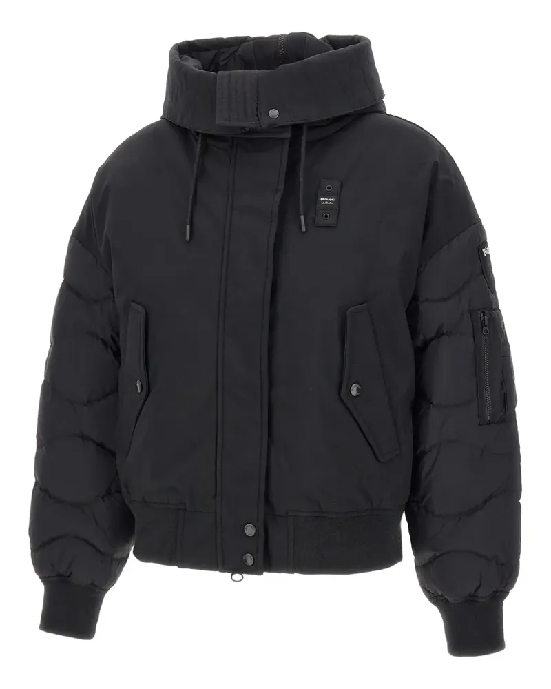 Blauer Harley hooded bomber jacket - Schwarz Schwarz