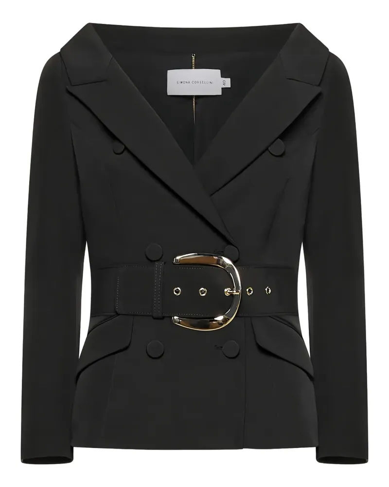 Simona Corsellini Cabanjacke mit Gürtel - Schwarz Schwarz