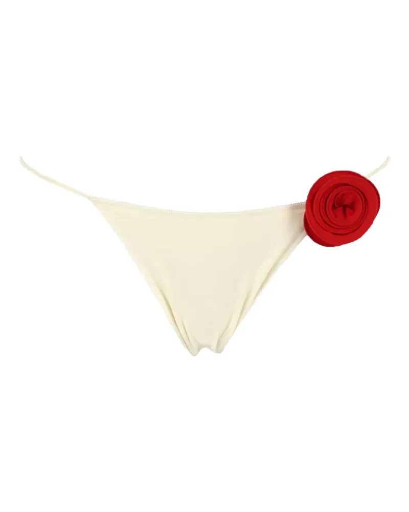La Reveche Ashar floral-appliqué bikini bottoms - Weiß Weiß