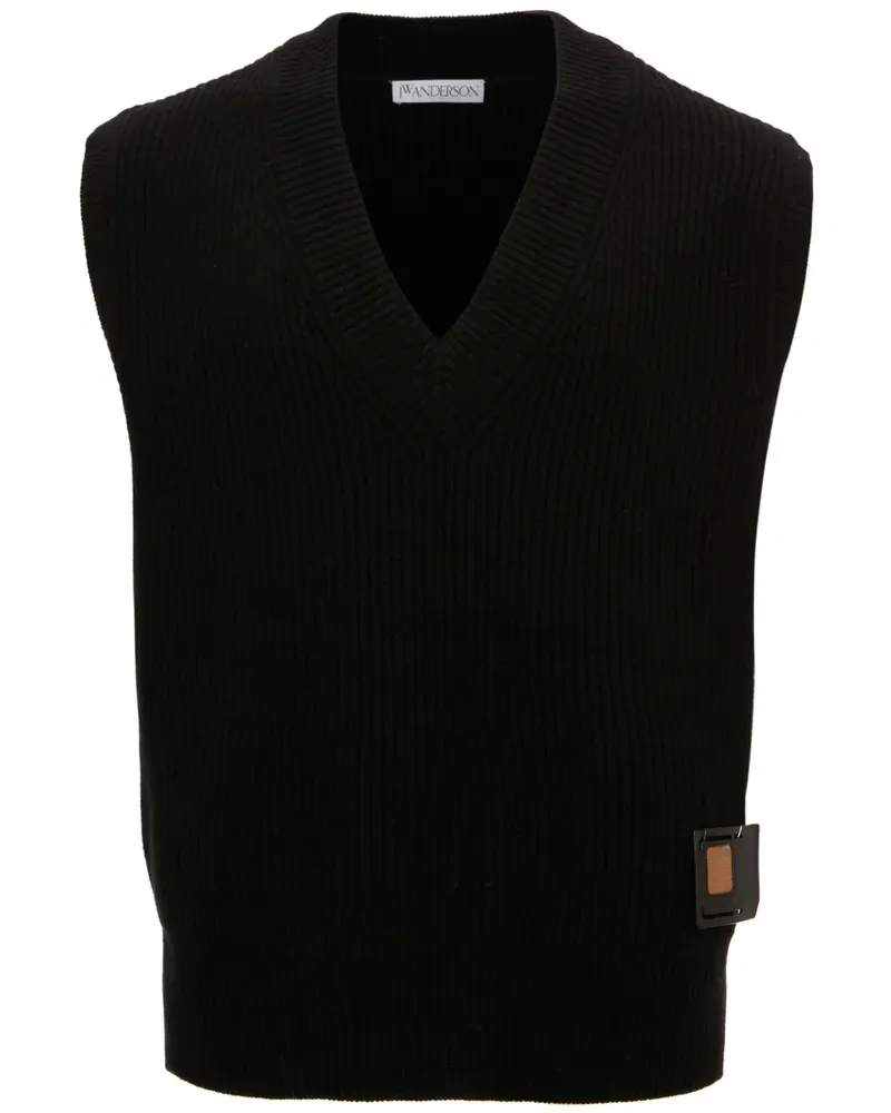 J.W.Anderson Sim Card Pullunder aus Merinowolle - Schwarz Schwarz