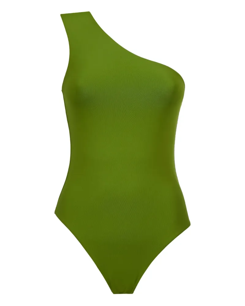 Taller Marmo Yacare One-Shoulder-Badeanzug mit Fransen - Grün Grün